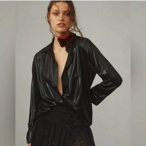 Anthropologie Black Button Down Shirt